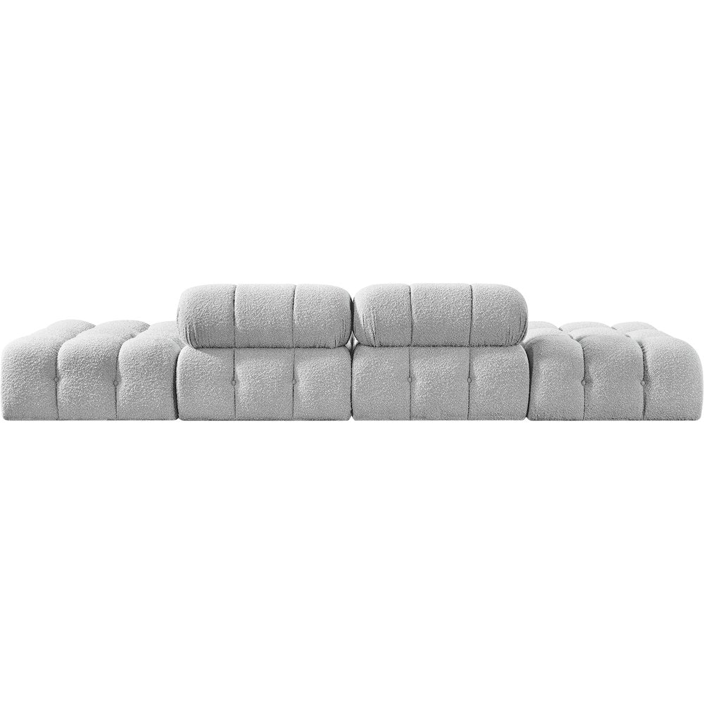 Ames 136" Grey Boucle Fabric Upholstered 4pc. Modular Sofa