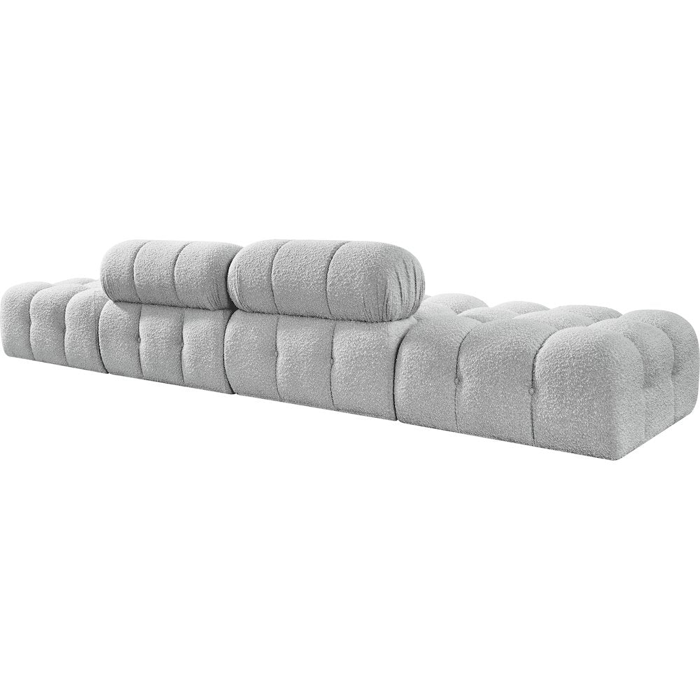 Ames 136" Grey Boucle Fabric Upholstered 4pc. Modular Sofa