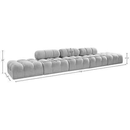 Ames 170" Grey Boucle Fabric Upholstered 5pc. Modular Sofa