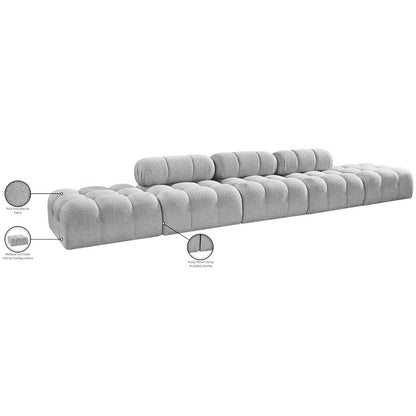 Ames 170" Grey Boucle Fabric Upholstered 5pc. Modular Sofa