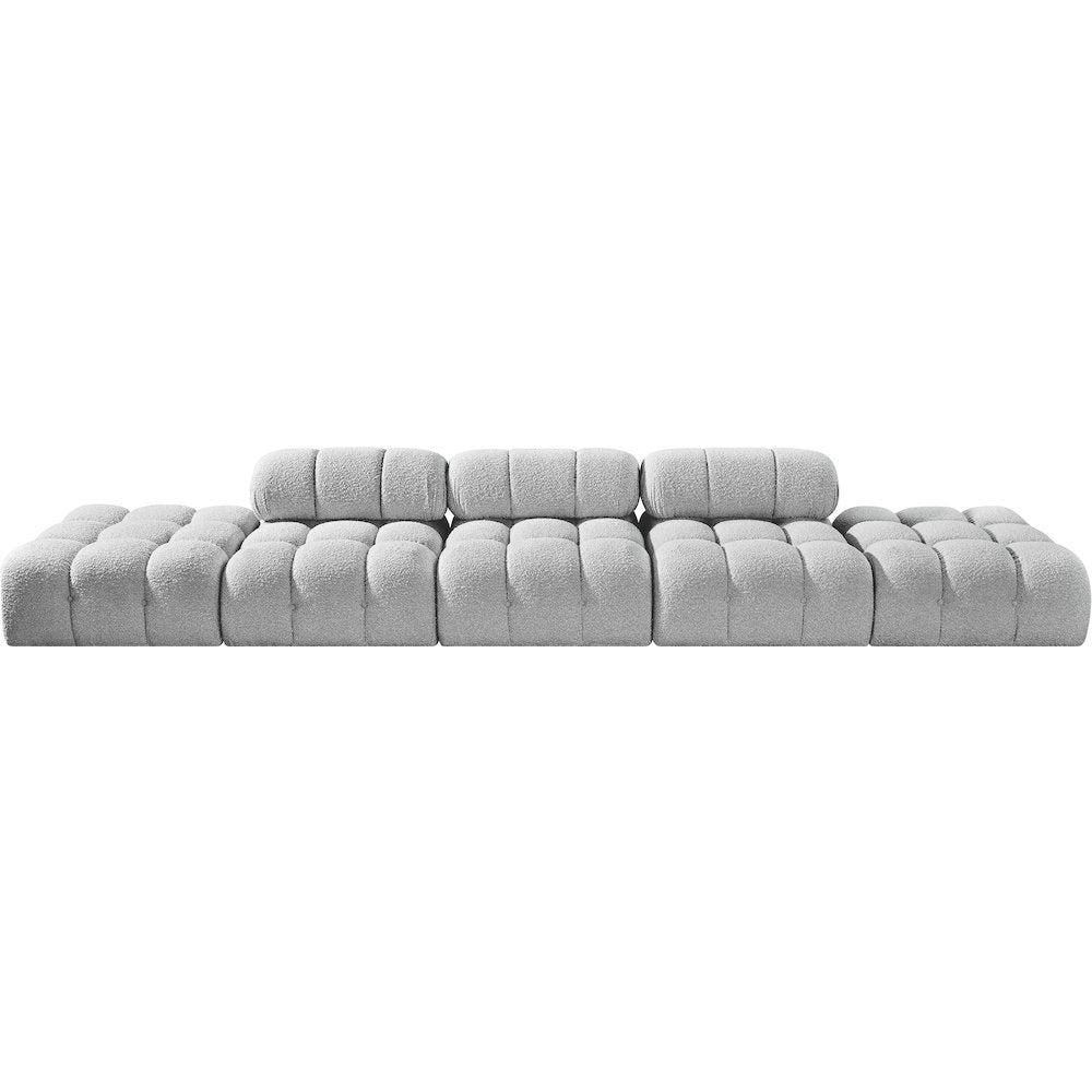 Ames 170" Grey Boucle Fabric Upholstered 5pc. Modular Sofa