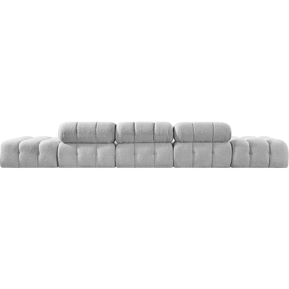 Ames 170" Grey Boucle Fabric Upholstered 5pc. Modular Sofa