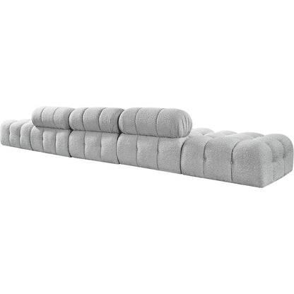 Ames 170" Grey Boucle Fabric Upholstered 5pc. Modular Sofa