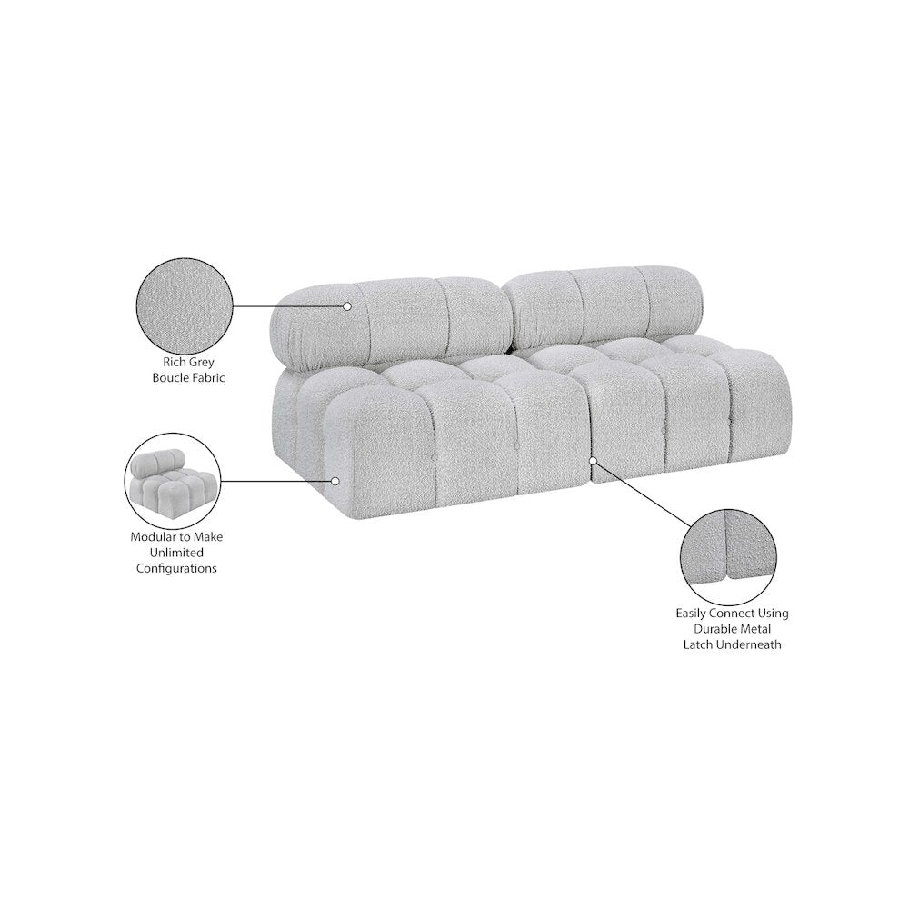 Ames Grey Boucle Fabric Modular Sofa