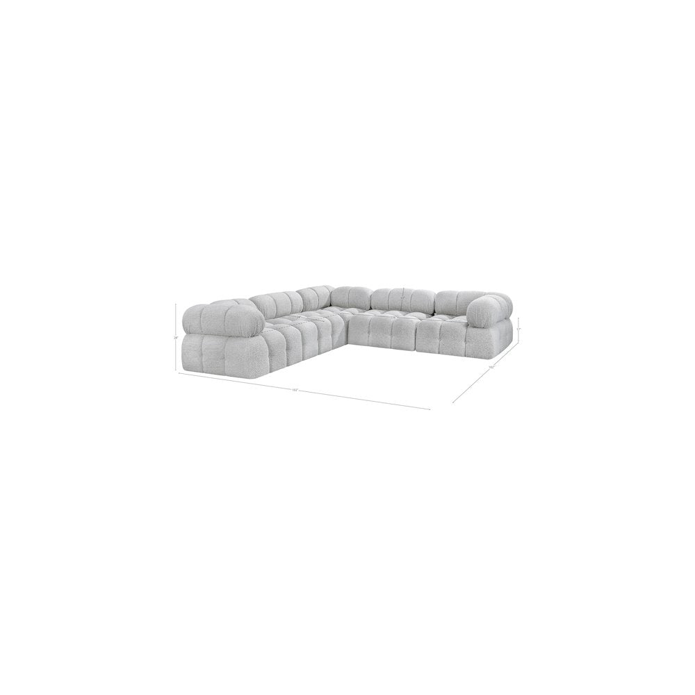 Ames Grey Boucle Fabric Modular Sectional
