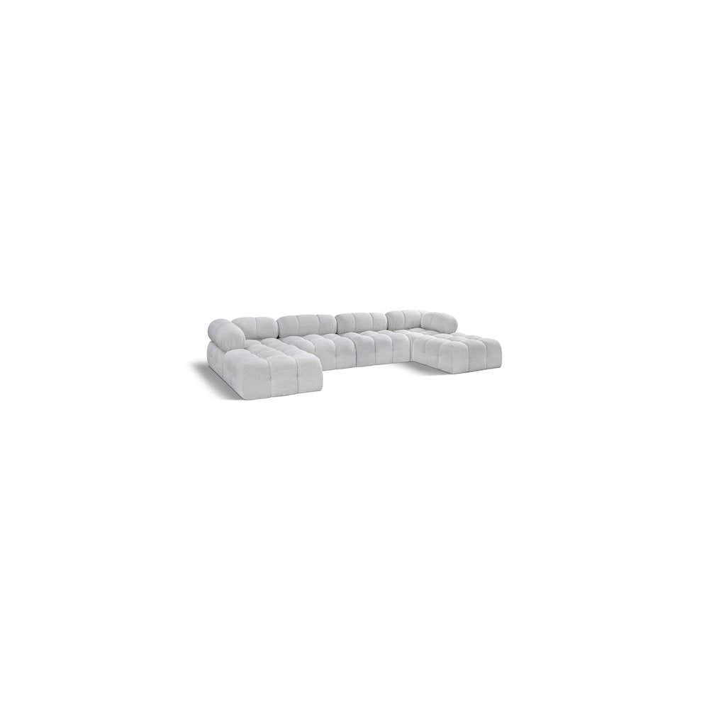 Ames Grey Boucle Fabric Modular Sectional