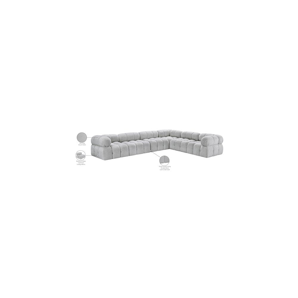 Ames Grey Boucle Fabric Modular Sectional