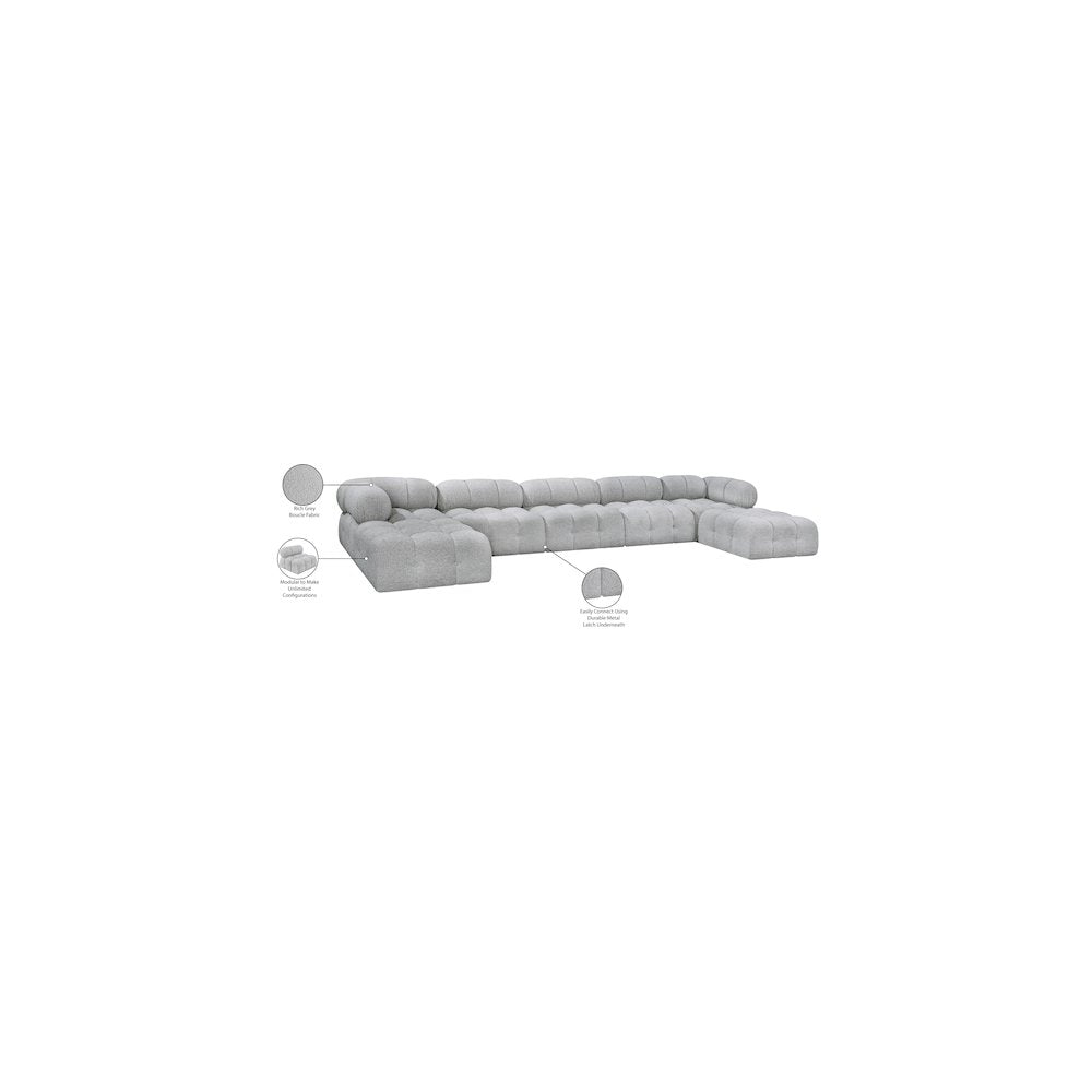 Ames Grey Boucle Fabric Modular Sectional