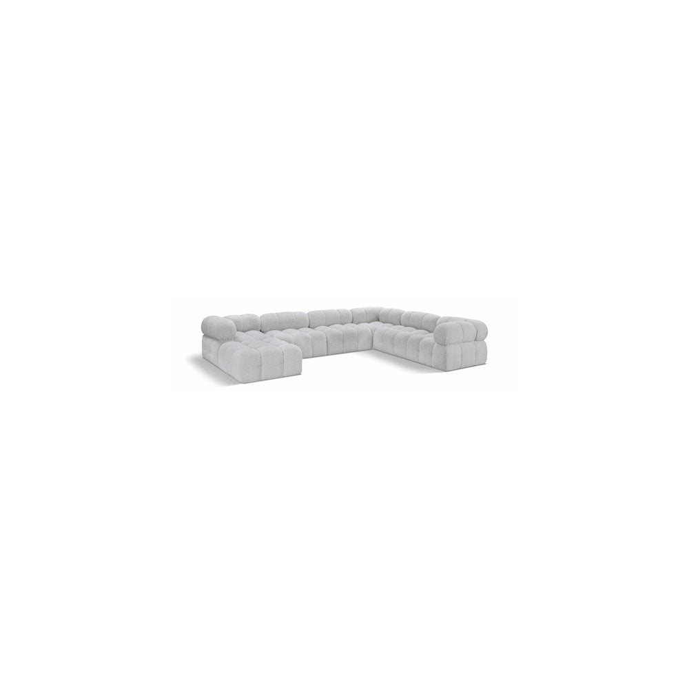 Ames Grey Boucle Fabric Modular Sectional