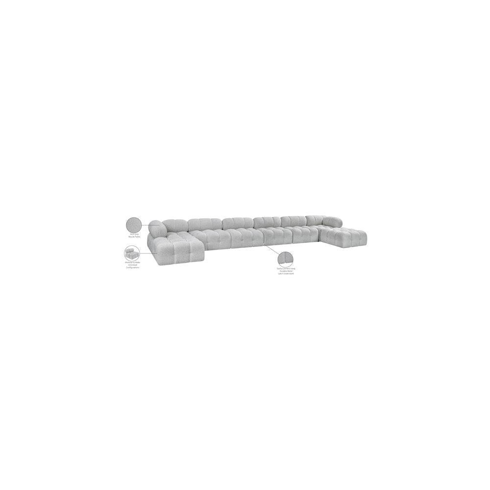 Ames Grey Boucle Fabric Modular Sectional