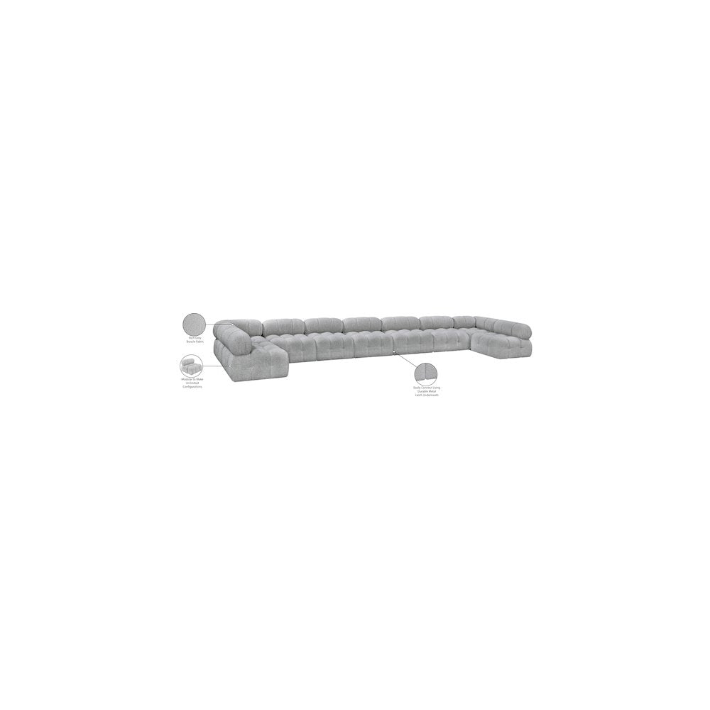 Ames Grey Boucle Fabric Modular Sectional