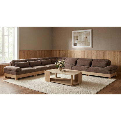 Turin 167.75" Brown Chenille Fabric Upholstered 7pc. Modular Sectional