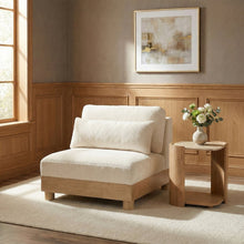 Turin Cream Chenille Fabric Upholstered Modular Armless Chair