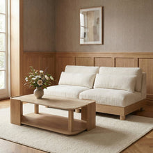 Turin 80" Cream Chenille Fabric Upholstered 2pc. Modular Loveseat