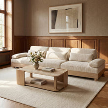 Turin 135.5" Cream Chenille Fabric Upholstered 3pc. Modular Sofa