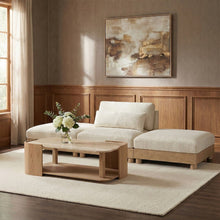 Turin 120" Cream Chenille Fabric Upholstered 3pc. Modular Sofa