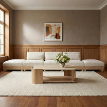 Turin 200" Cream Chenille Fabric Upholstered 5pc. Modular Sofa
