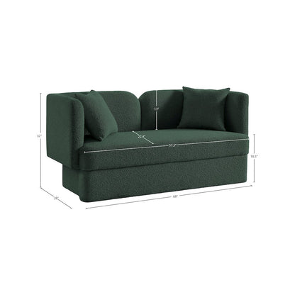 Marcel Green Boucle Fabric Loveseat