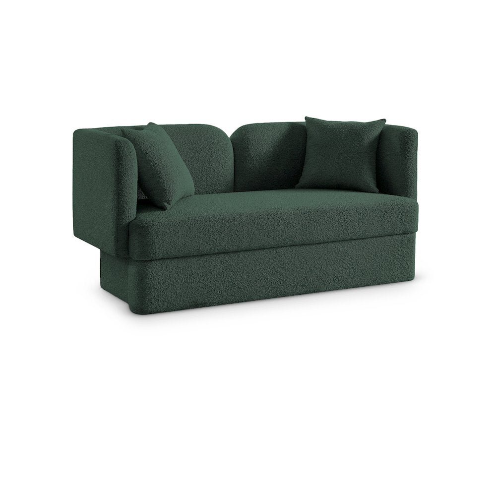 Marcel Green Boucle Fabric Loveseat