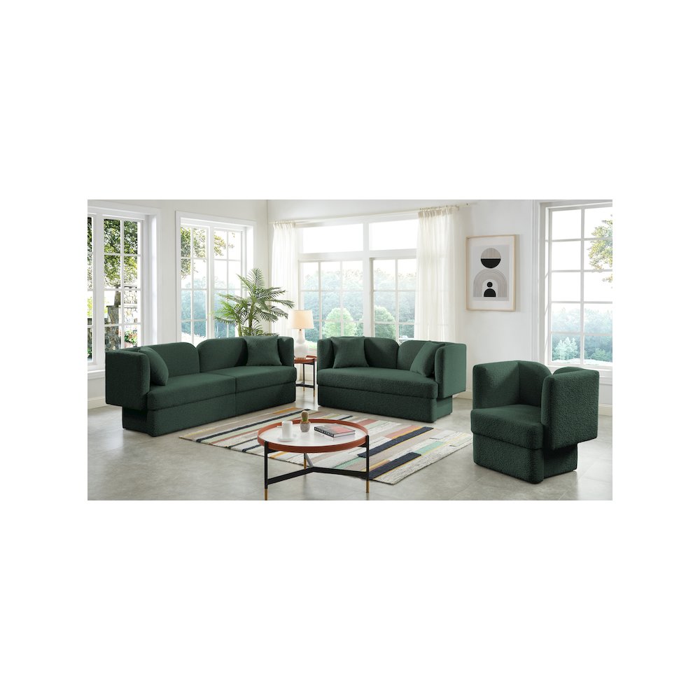 Marcel Green Boucle Fabric Loveseat