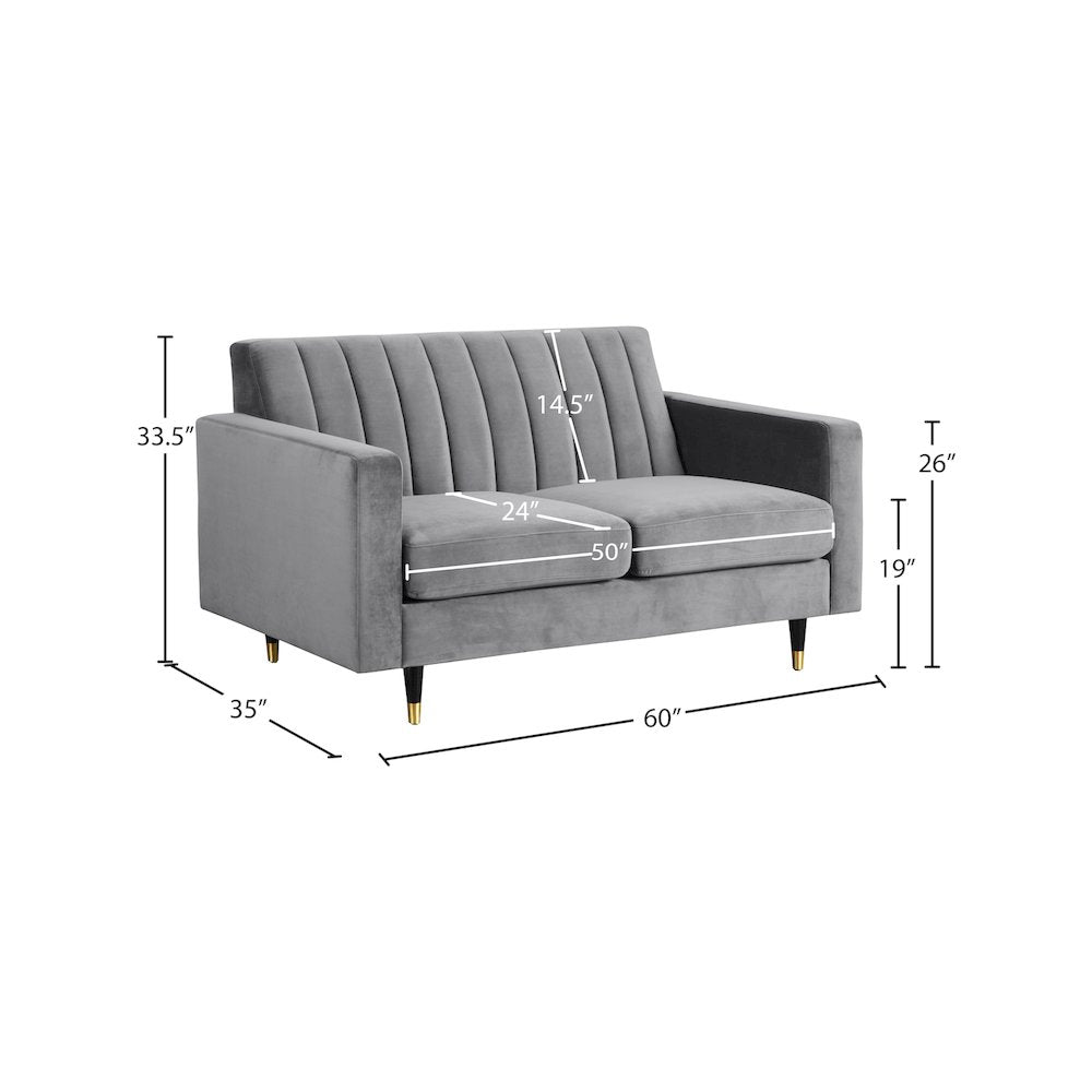 Lola Grey Velvet Loveseat