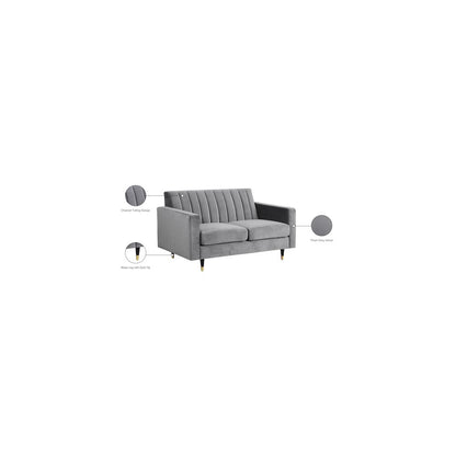 Lola Grey Velvet Loveseat