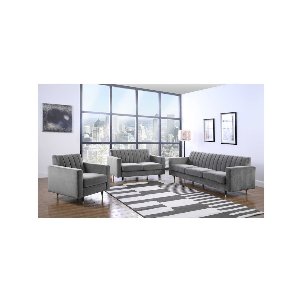 Lola Grey Velvet Loveseat