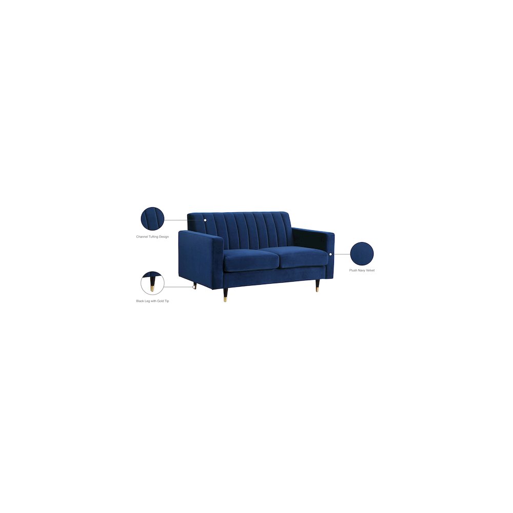 Lola Navy Velvet Loveseat
