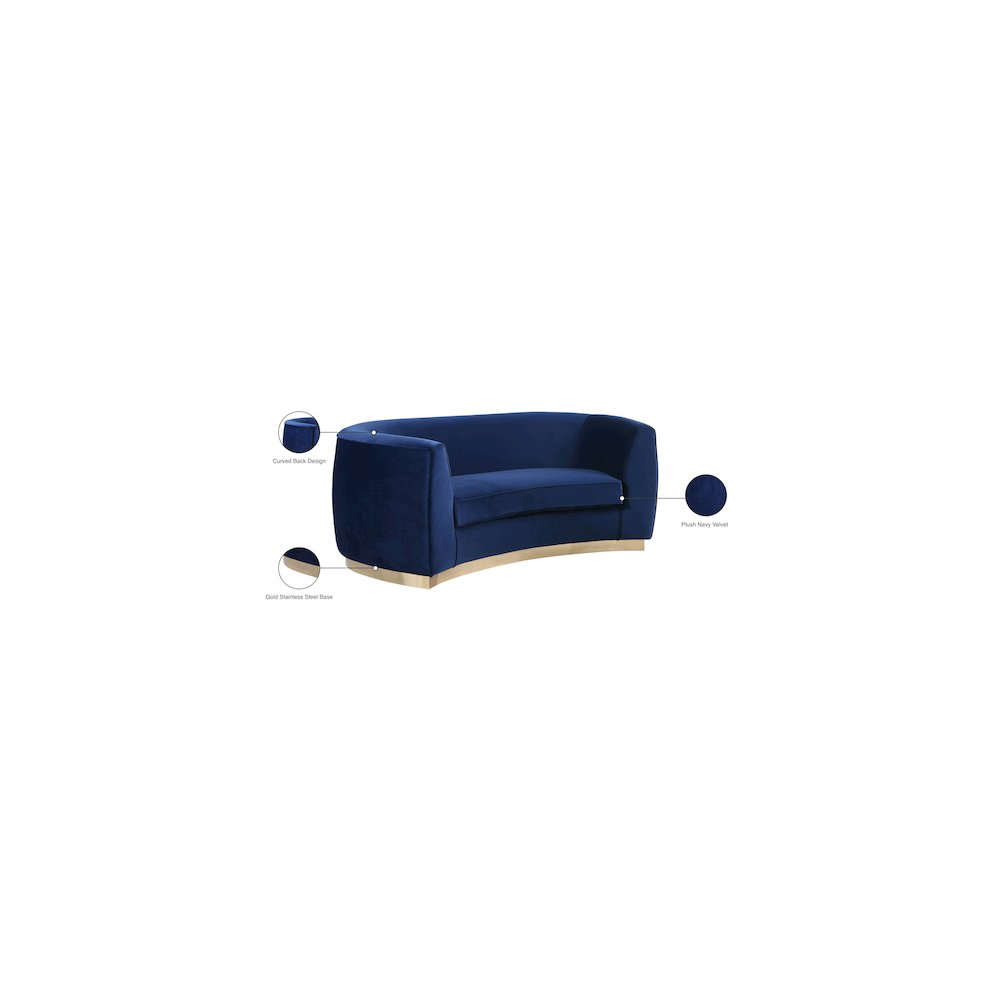 Julian Navy Velvet Loveseat