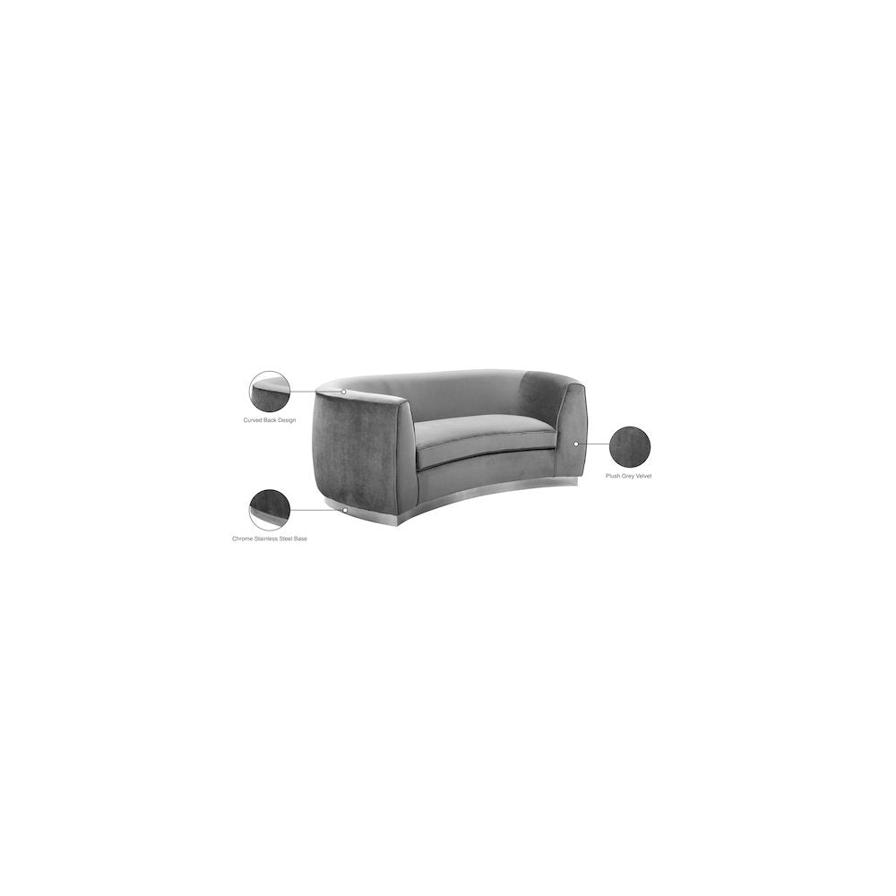 Julian Grey Velvet Loveseat