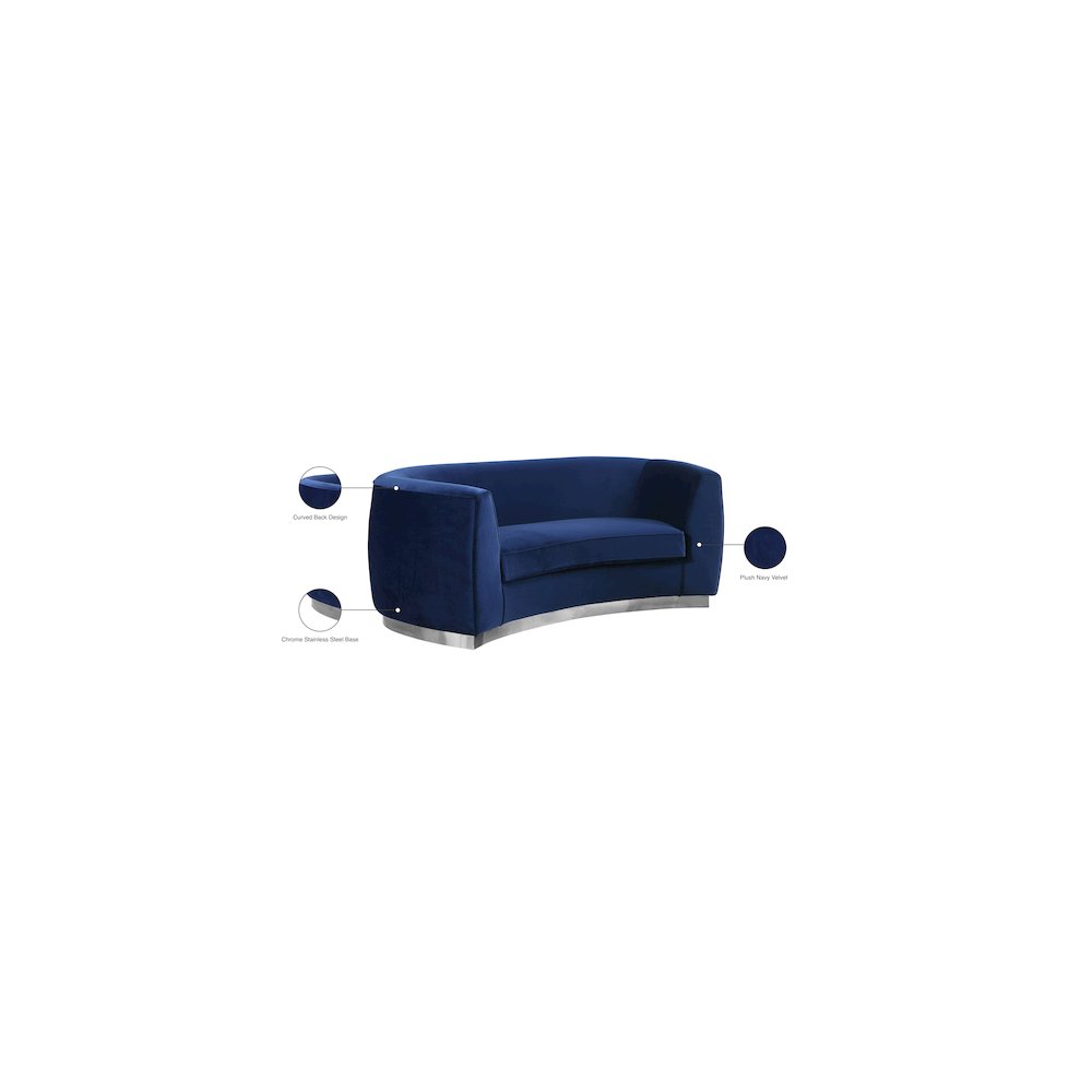 Julian Navy Velvet Loveseat