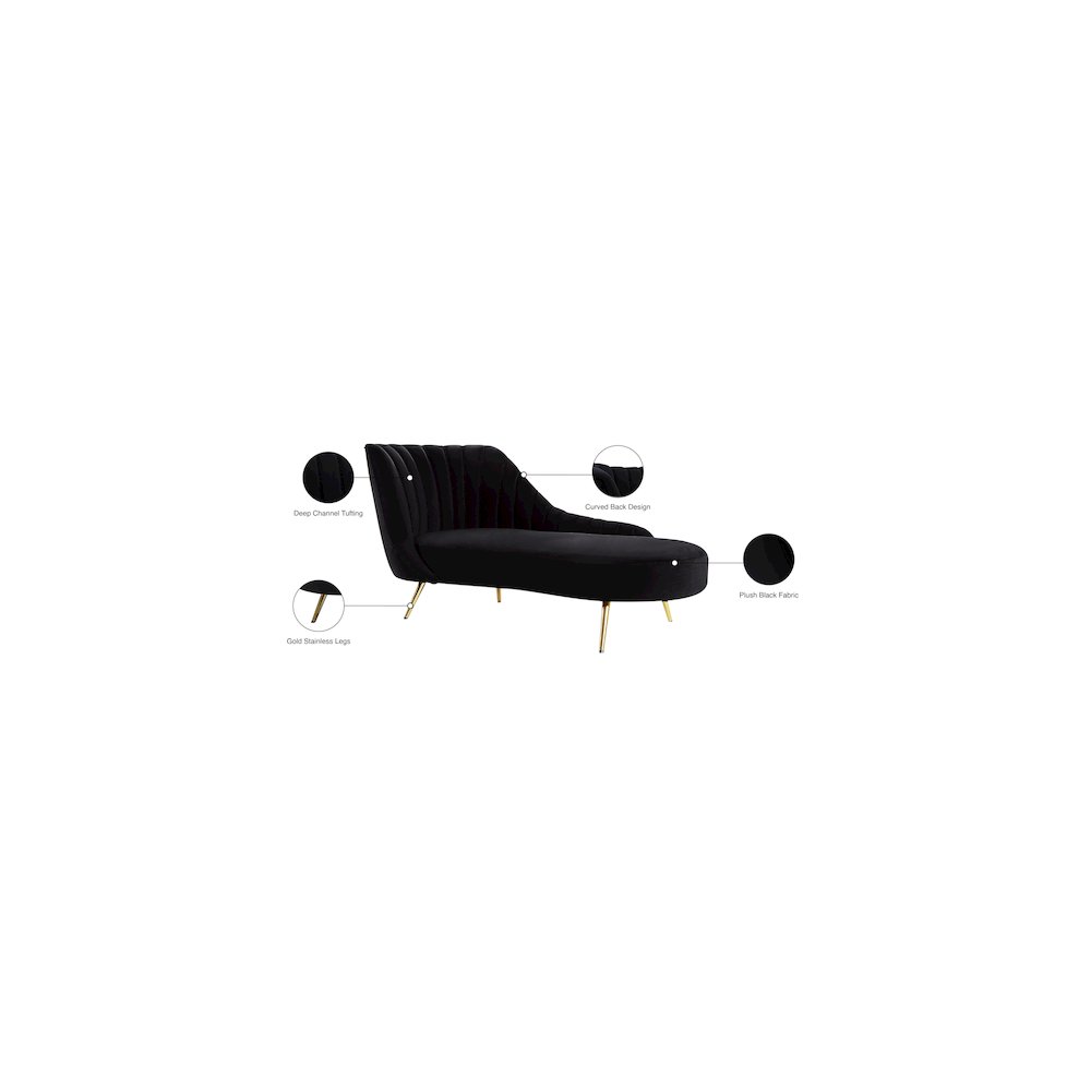 Margo Black Velvet Chaise