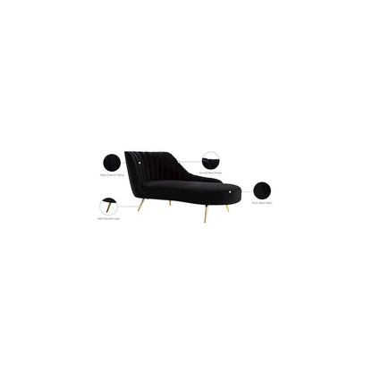 Margo Black Velvet Chaise