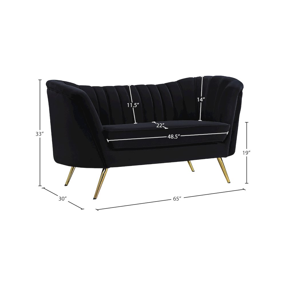 Margo Black Velvet Loveseat