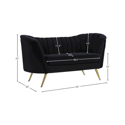 Margo Black Velvet Loveseat
