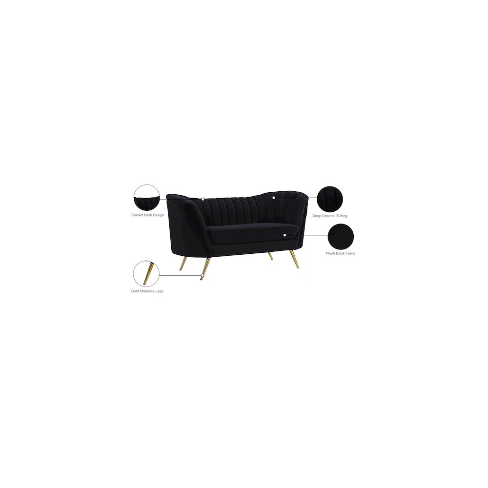 Margo Black Velvet Loveseat