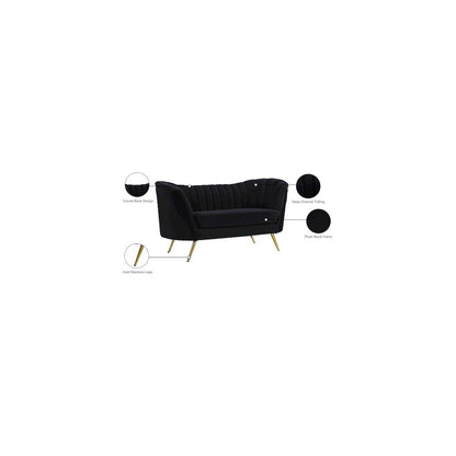 Margo Black Velvet Loveseat