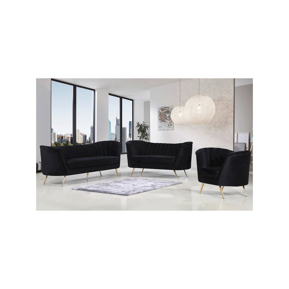 Margo Black Velvet Loveseat