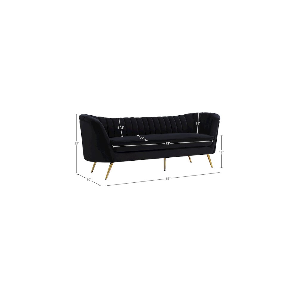 Margo Black Velvet Sofa