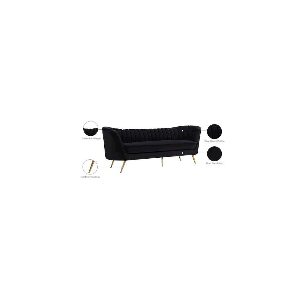 Margo Black Velvet Sofa