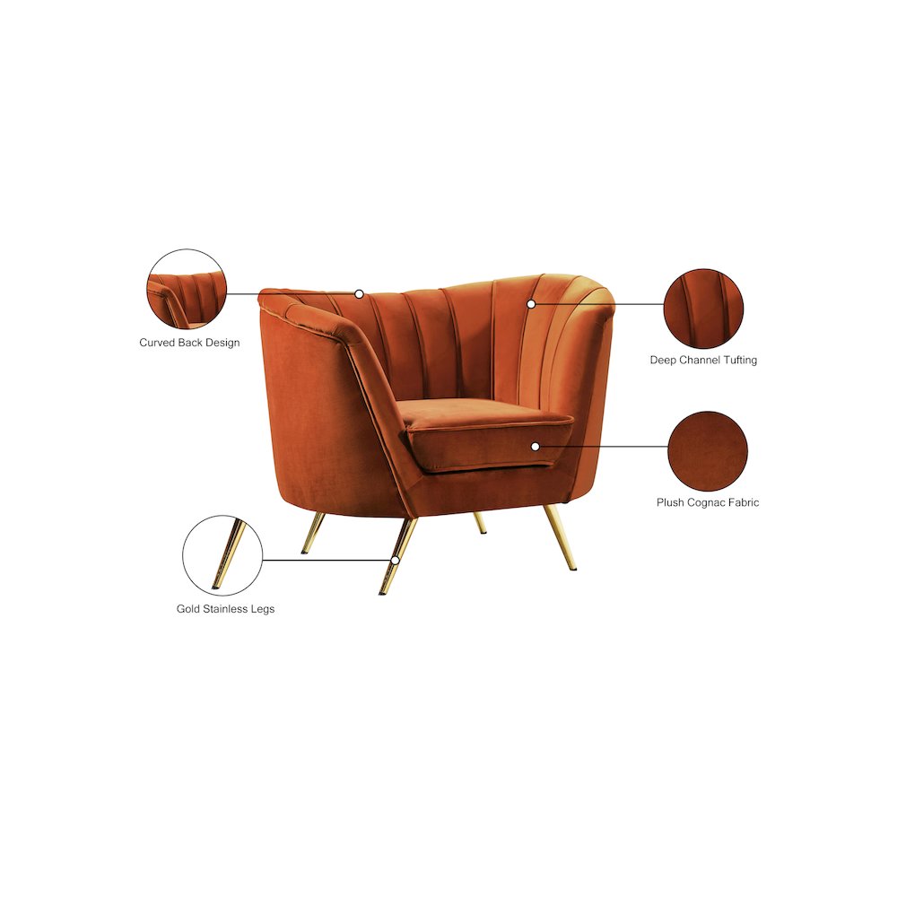 Margo Cognac Velvet Chair