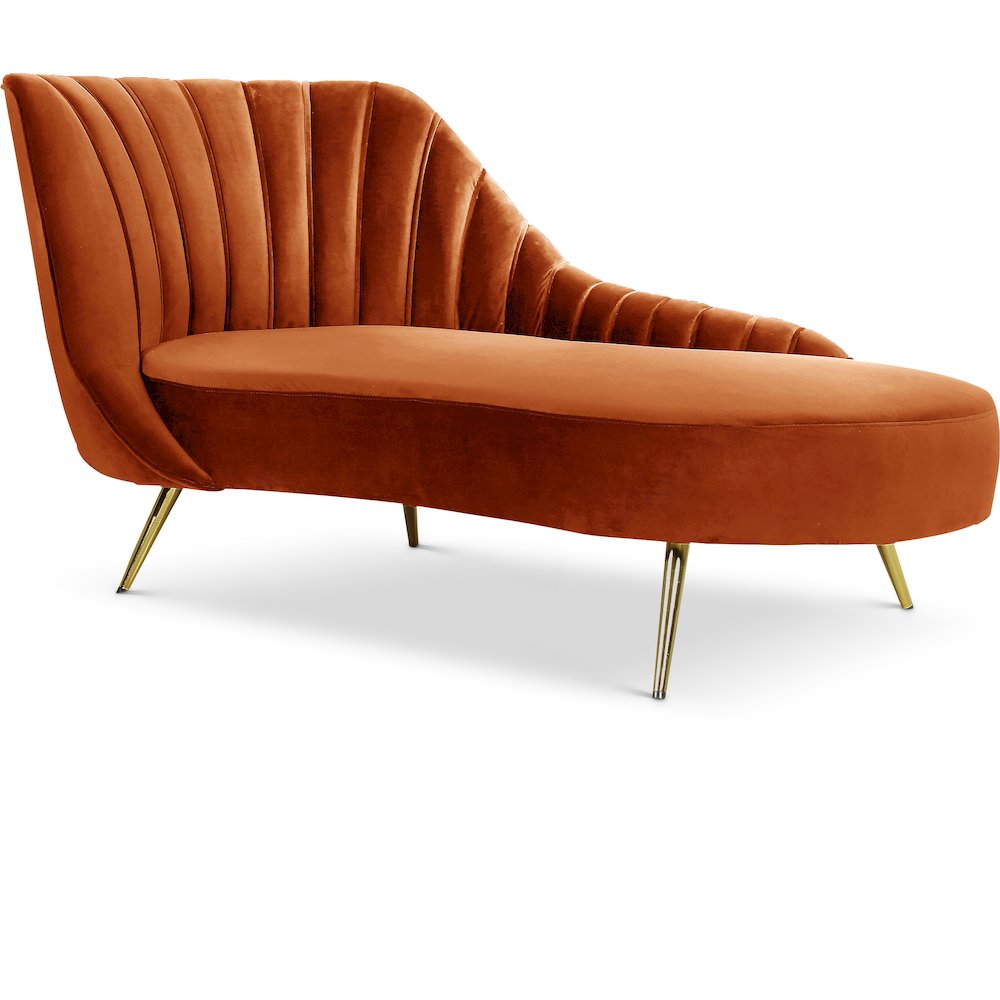 Margo Cognac Velvet Chaise