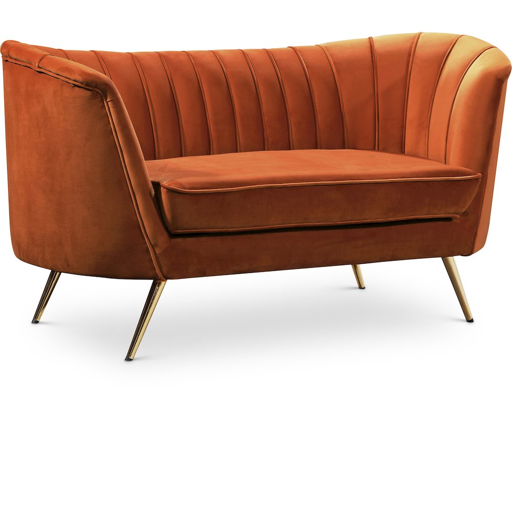 Margo Cognac Velvet Loveseat