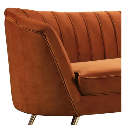 Margo Cognac Velvet Loveseat
