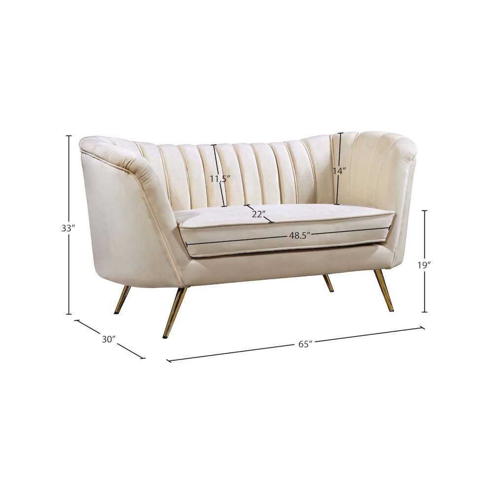 Margo Cream Velvet Loveseat