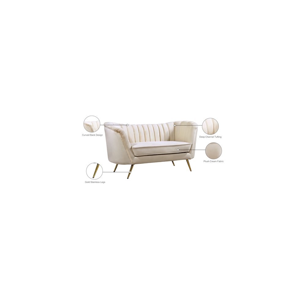 Margo Cream Velvet Loveseat