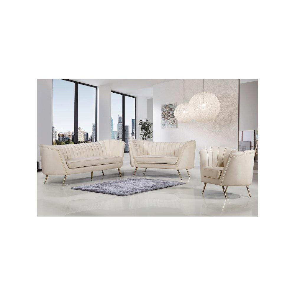 Margo Cream Velvet Loveseat