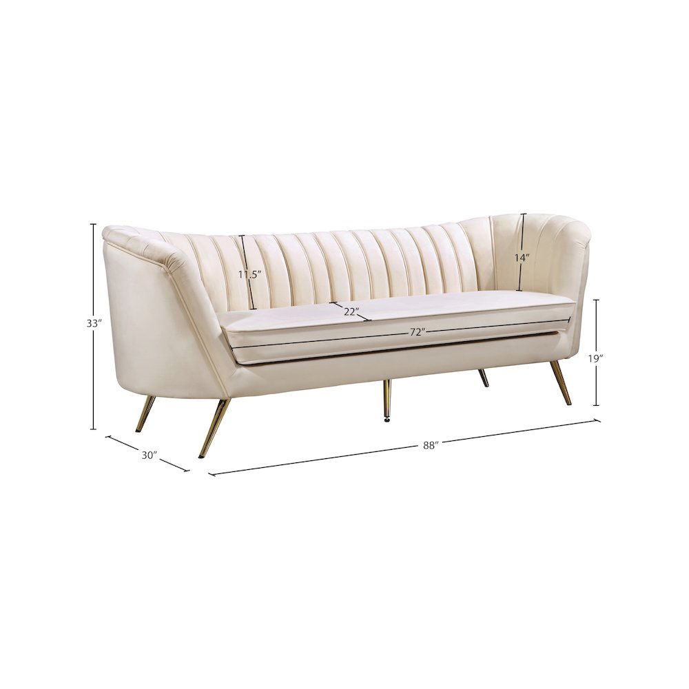 Margo Cream Velvet Sofa