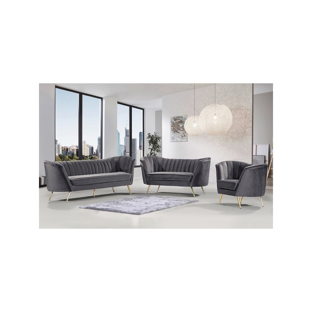 Margo Grey Velvet Loveseat