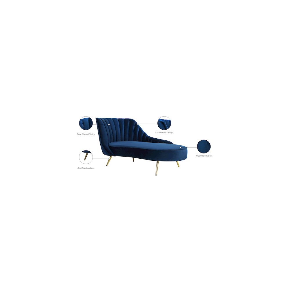Margo Navy Velvet Chaise